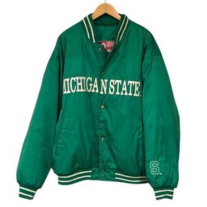 Vtg 90s Michigan State‎ University Spartans MSU Bomber College Jacket Green XXL